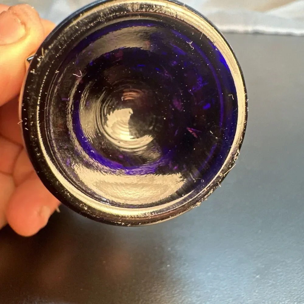 St. Clair Amethyst Carnival glass Toothpick Holder Nautilus seaweed eye cup mini